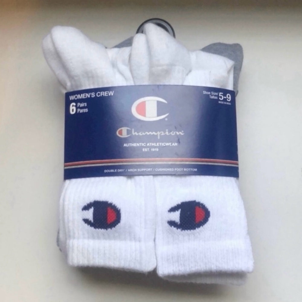 New Champion Socks Women’s 6 Pair Multicolor Crew Athletic Casual Activewear